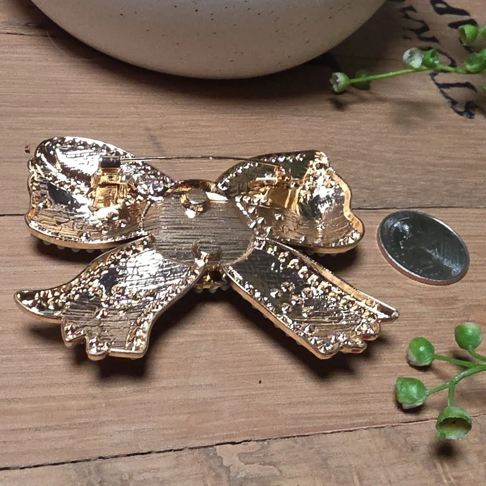Anthropologie Red and Turquoise Bow Brooch
